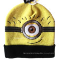 China Factory Customized Cartoon Design Acrylic Knit Jacquard Warm Fold Beanie Hat